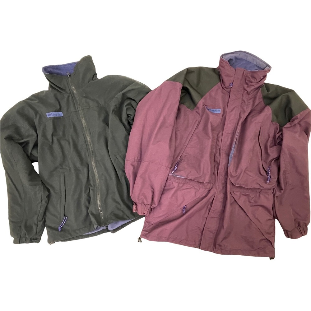Vtg‎ Columbia Interchange 3-in-1 Jackets Mens Small Burgundy-Black-Blue